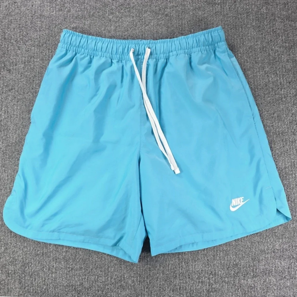 Nike Swim Trunks Mens Medium Tall Blue Mesh Lined Drawstring Beach Shorts